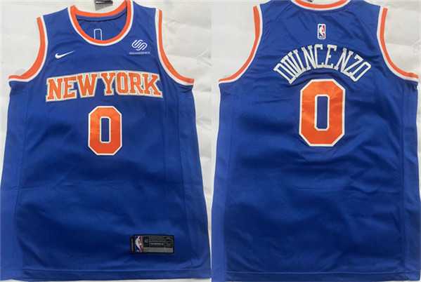 Mens New York Knicks #0 Donte DiVincenzo Blue Stitched Basketball Jersey